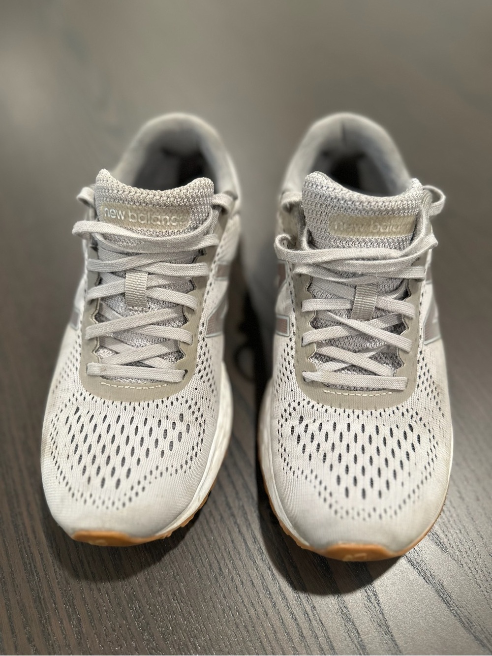New Balance Light Grey Mesh Running Shoes